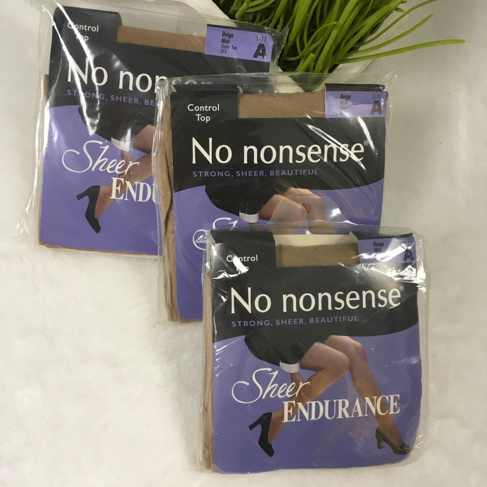 Pantyhose Beige Mist Size A Sheer Toe Control Top - 3 Pair No Nonsense